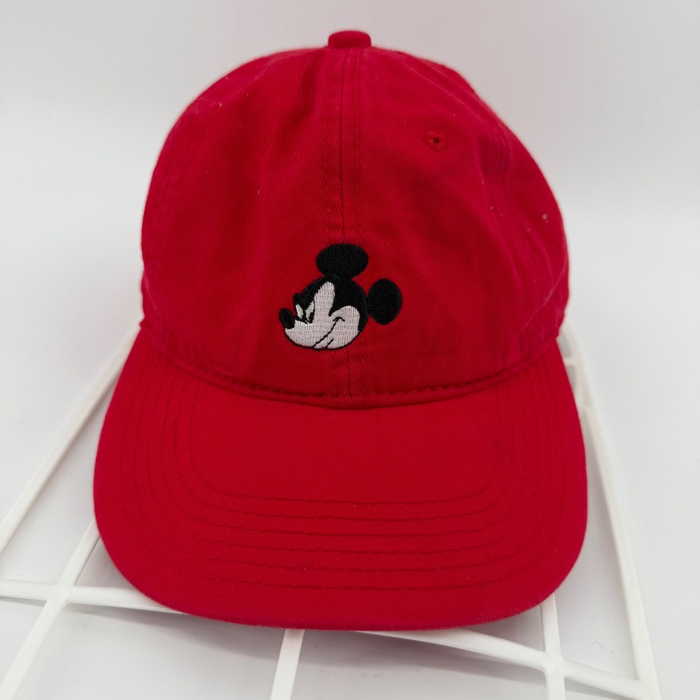 Disney Baseball Cap Unisex OS Red Mickey Mouse Embroidered Cotton Dad Hat